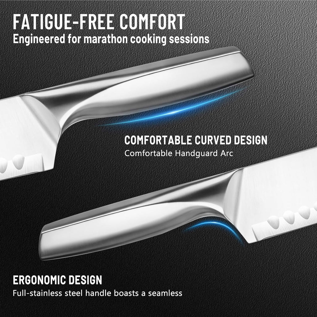 Santoku Knife, 7 Inch Chef'S Knife Kitchen Knife With Razor Sharp High-Carbon German Steel, Ergonomic Non-Slip Handle For Slicing, Dicing, Chopping Meat & Vegetables, Ideal For Kitchens & Home Cooking