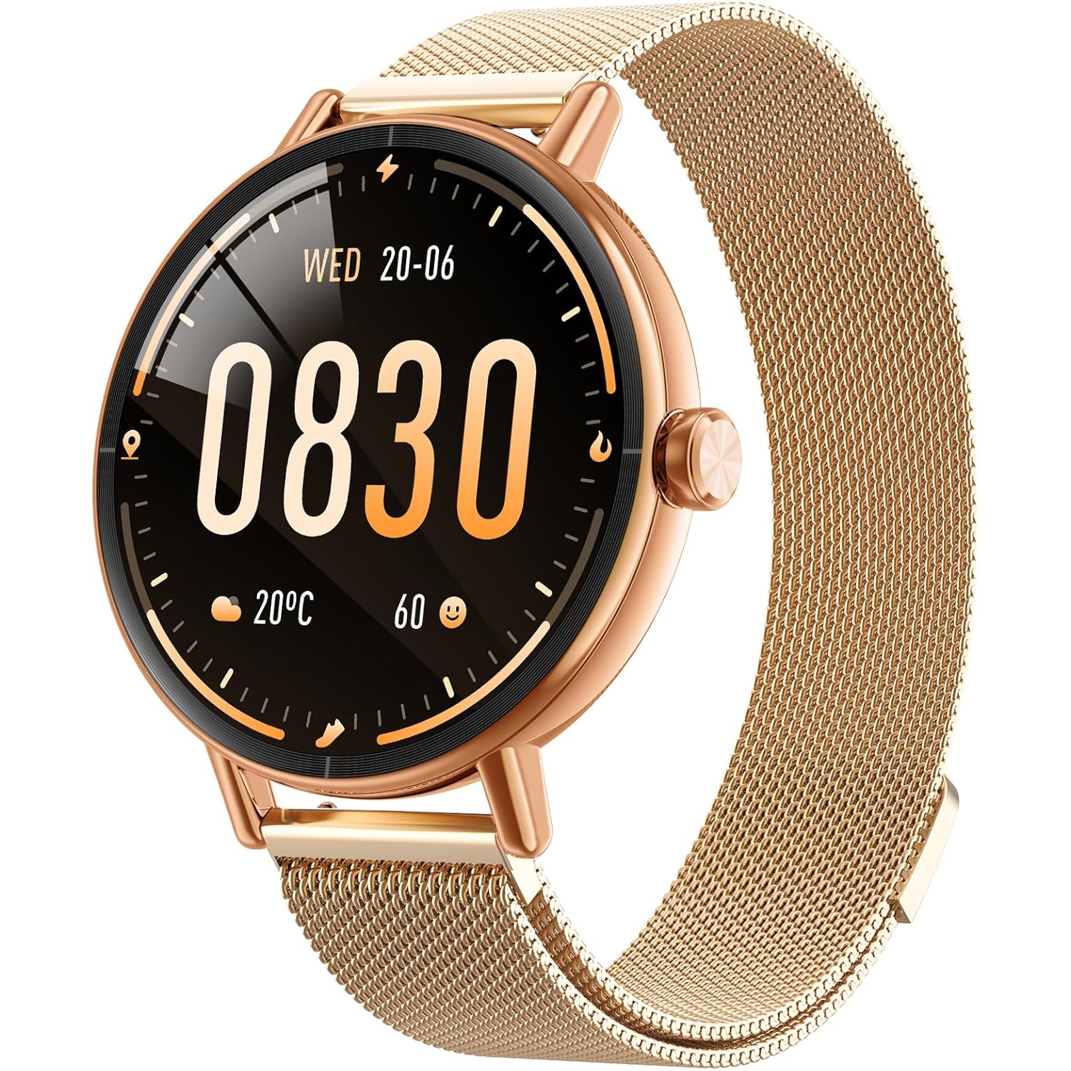 Yoever Smart Watches for Women, 1.57" HD 43mm Fitness Tracker Answer/Make Call, Heart Rate/Sleep/SpO2, Round Smart Watch for iPhone/Samsung/Android, IP68 Waterproof, 110+ Sport Mode - Gold
