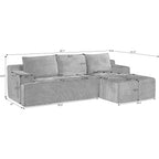 96" L Shaped Sectional Sofa Boneless Cloud Couch For Living Room - Corduroy Memory Foam Modular Sofa Compression Couches With Deep Seat For Living Room Bedroom, No Assembly