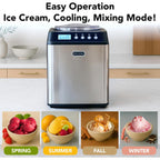 Whynter Ice Cream Maker Machine Automatic 2.1 Qt. Upright With Built-In Compressor, Lcd Digital Display & Timer, No Pre-Freezing, Icm-201Sb, Stainless Steel