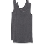 Amazon Essentials Women's Slim-Fit Scoop Neck Tank Top, Pack of 2, Charcoal Heather, Large