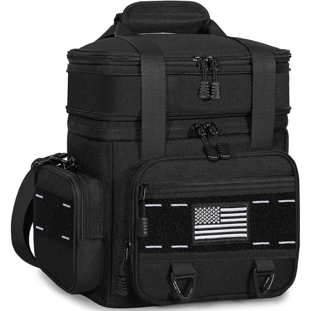 Expandable Tactical Lunch Box, Large Insulated Lunch Cooler Bag Heavy Duty Leakproof Lunch Pail For Men Adults Work Office Outdoor Picnic Trips,16L,Black