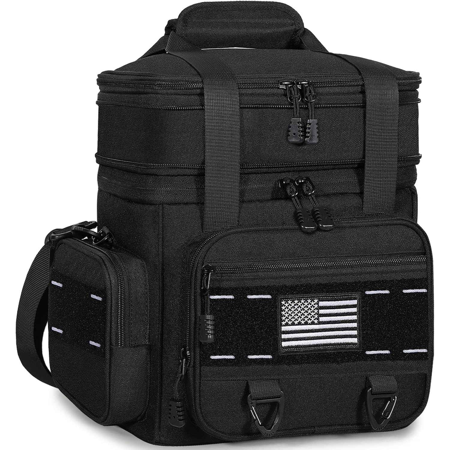 Expandable Tactical Lunch Box, Large Insulated Lunch Cooler Bag Heavy Duty Leakproof Lunch Pail For Men Adults Work Office Outdoor Picnic Trips,16L,Black