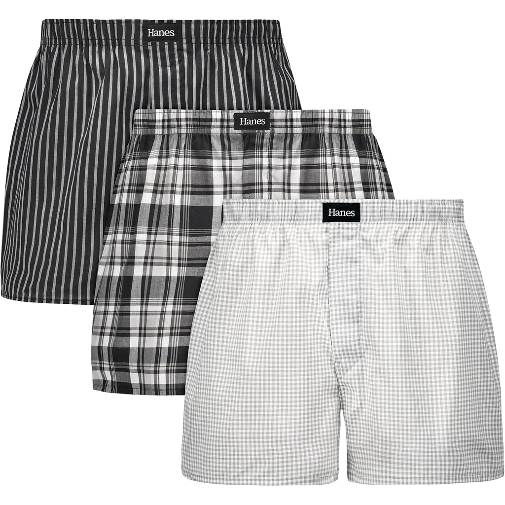 Hanes Men'S Underwear Boxers, Originals Ultimate Cotton-Stretch Woven Moisture-Wicking Multipack Boxer