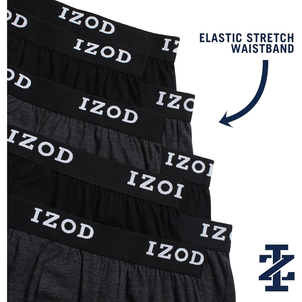Izod Mens Underwear Boxer Shorts - 8 Pack Soft Performance Knit 4'' Inseam Relaxed Fit Cotton Boxers For Men With Button Fly
