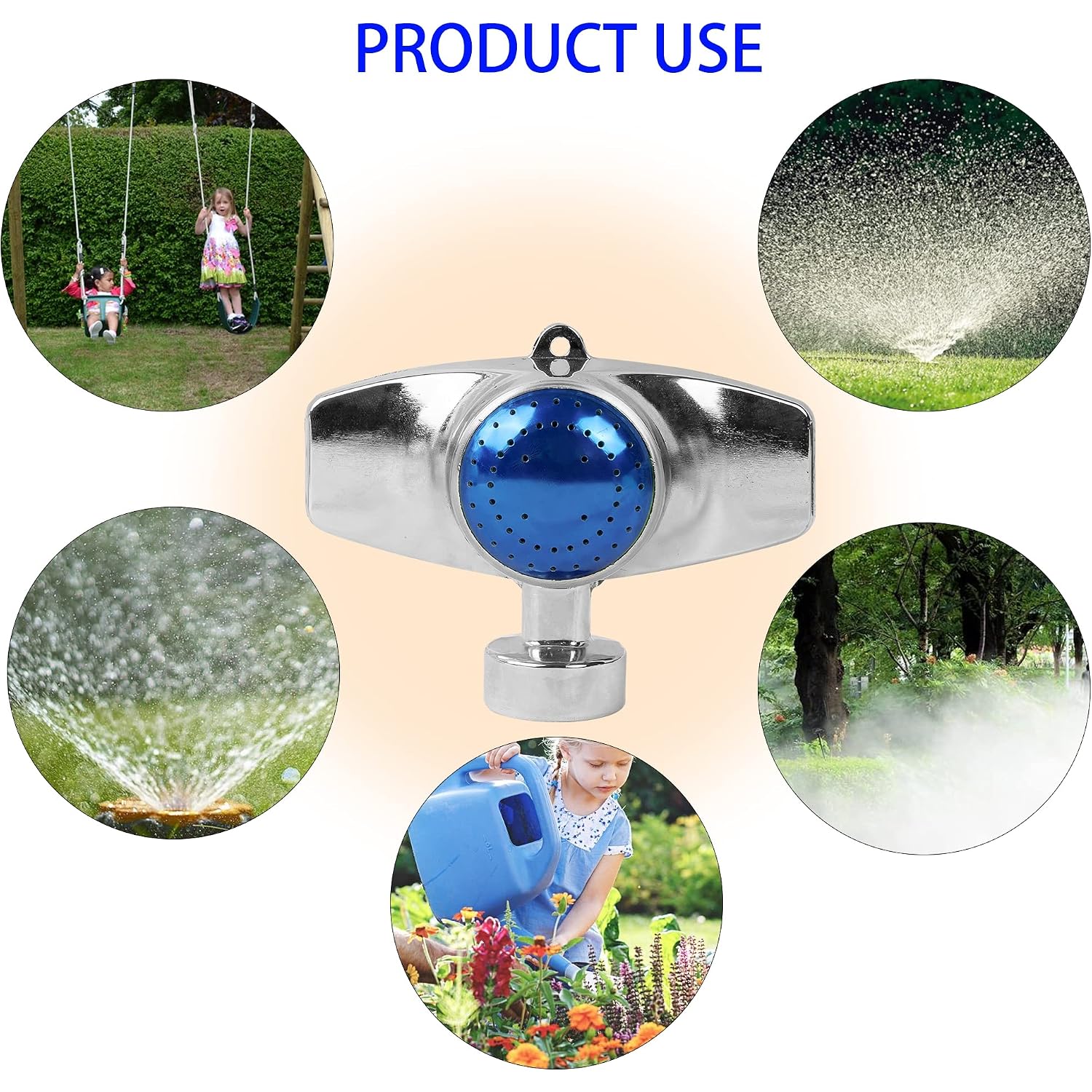 Hourleey 360 Degree Metal Spot Sprinkler, 2 Pack Circle Pattern Sprinkler With Gentle Water Flow For Small Area Yard Lawn Garden Watering, Coverage Up To 30Ft (Blue)