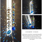 20.5In Sea Blue Crystal Gazing Ball Spiral Wind Spinner Suncatcher | Sea Blue Crystal Gazing Ball Spiral Wind Spinner Rainbow Maker Sun Catcher With Chain For Indoor Outdoor Garden Decor