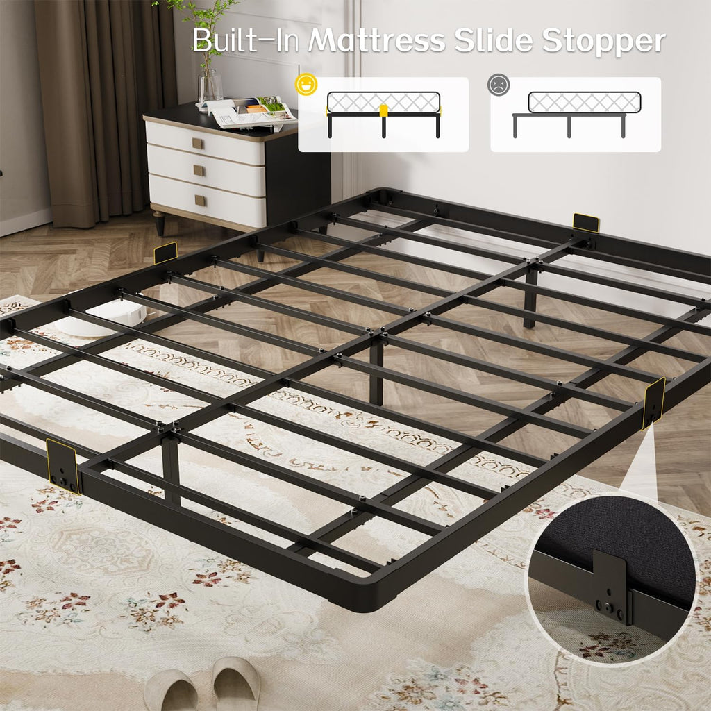 Olevs Floating Bed Frame Full Size With Smart Led Lights And Charging Station - Modern Metal Platform Bed, Easy Assembly No Box Spring Needed