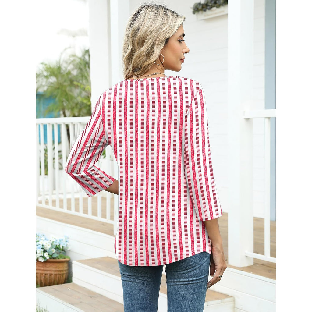 LOMON Womens 3/4 Length Sleeve T Shirts Asymmetrical Neck Tops Business Blouses for Women Fashion 2026