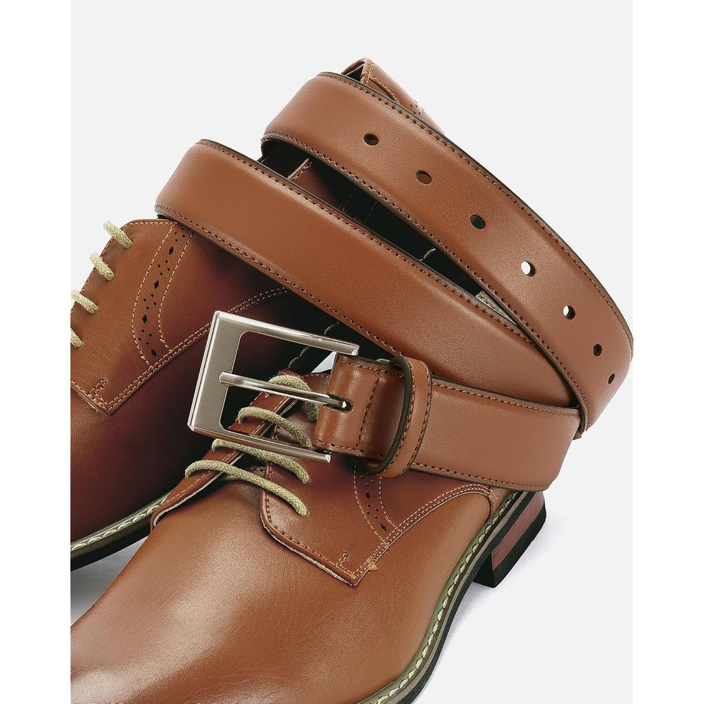 Chaoren Leather Dress Belt Men 2 Pack - 1 3/8" Mens Belts For Work Business Casual Jeans