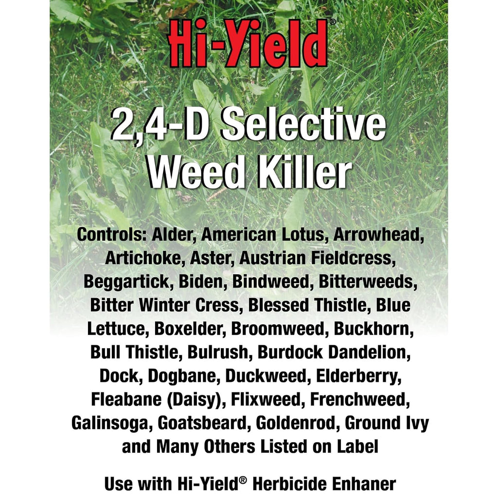 Hi-Yield (21416) 2,4-D Selective Weed Killer, 1 Gal | 2,4-D Amine Selective Herbicide - 1 Gal Concentrate For Broadcast Broadleaf Weed Control - Acreage Operators
