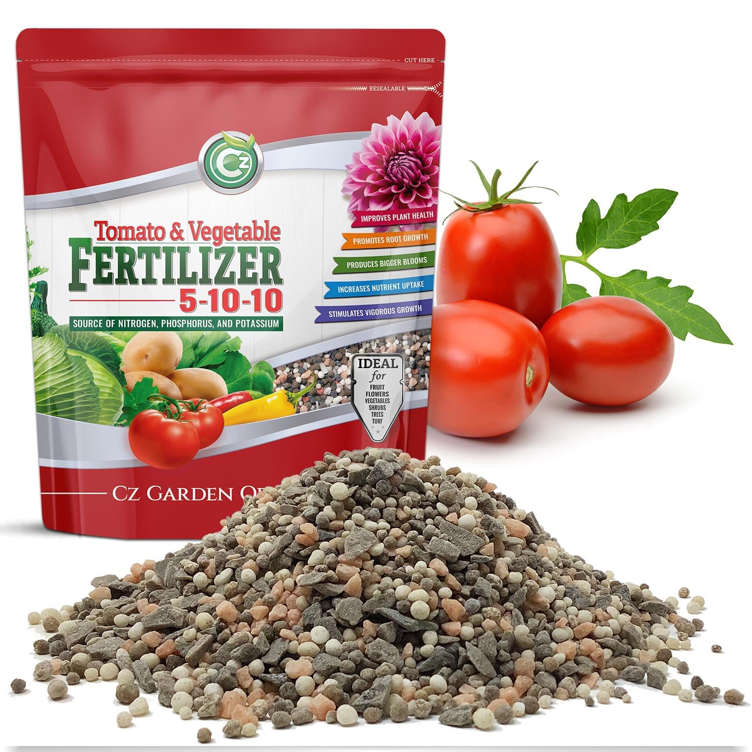 5-10-10 Tomato & Vegetable Fertilizer - Made In Usa - 2% Iron + Micronutrients Plant Food For Flower Gardens