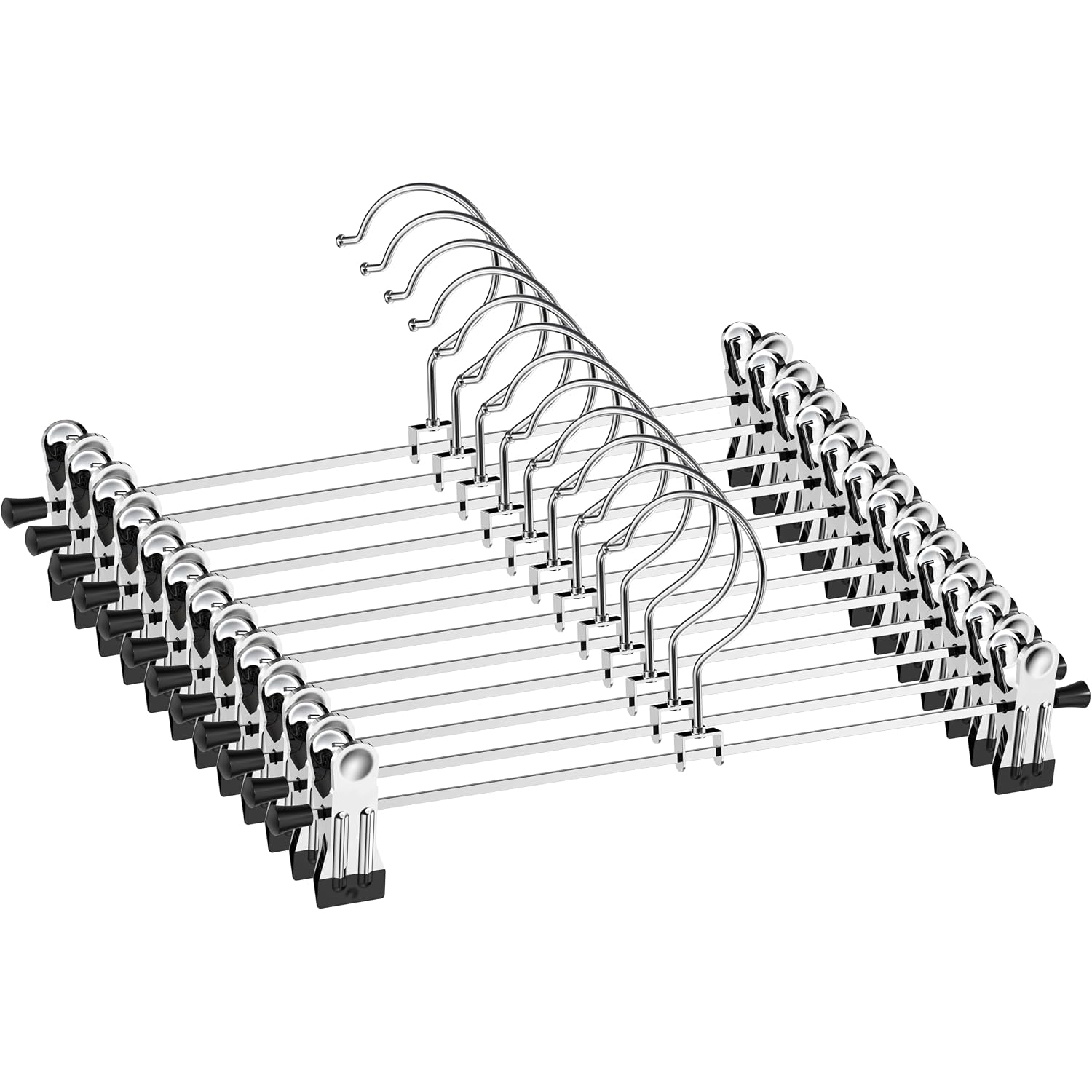 Northern Brothers Pants Hangers 12 Pack Skirt Hangers With Clips Metal Adjustable Hanger For Pants Trousers Men Women Kids Clothes