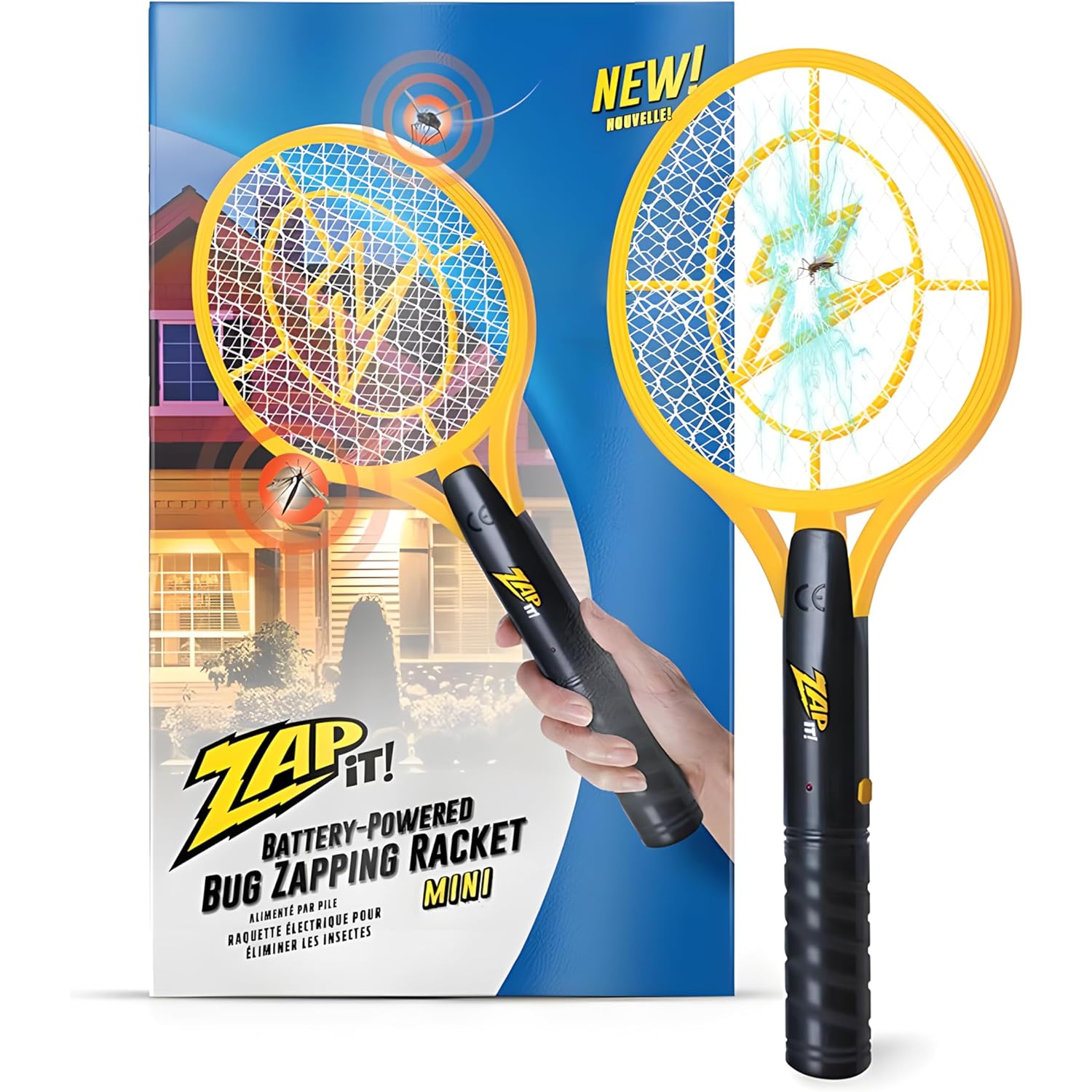 Zap It! Electric Fly Swatter Racket - 3,500 Volt Bug Zapper Racket - Battery-Powered Fly Zapper And Mosquito Racquet Zappers With Aa Batteries Included - Lightweight And Compact For Indoors Or Outdoor