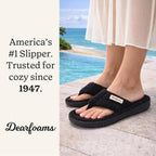 Dearfoams Women'S Melanie Colorblocked Microfiber Terry Thong Slipper