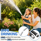 Specilite 50Ft 304 Stainless Steel Garden Hose Metal, Heavy Duty Water Pipe With Nozzles For Yard, Outdoor - Flexible, Never Kink & Tangle, Puncture Resistant (Sliver)