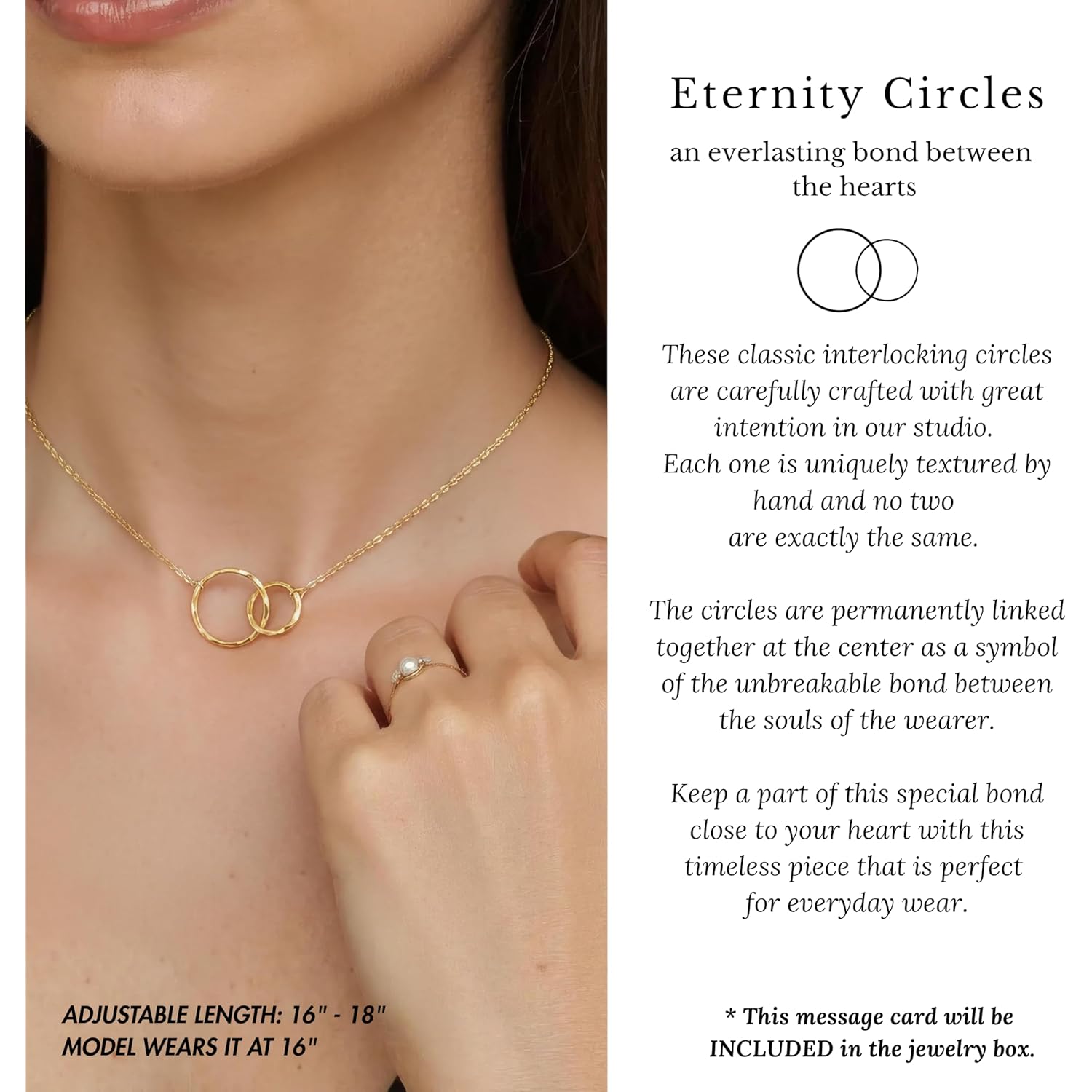 HOPE LOVE SHINE Mother Daughter Necklace With Message Card, Premium Jewelry Gift