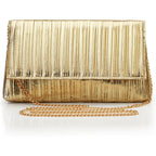 Babeyond Clutch Purses For Women - Evening Bag Gold Pleated Flap Clutch For Formal Party Cocktail Prom Wedding Handbags