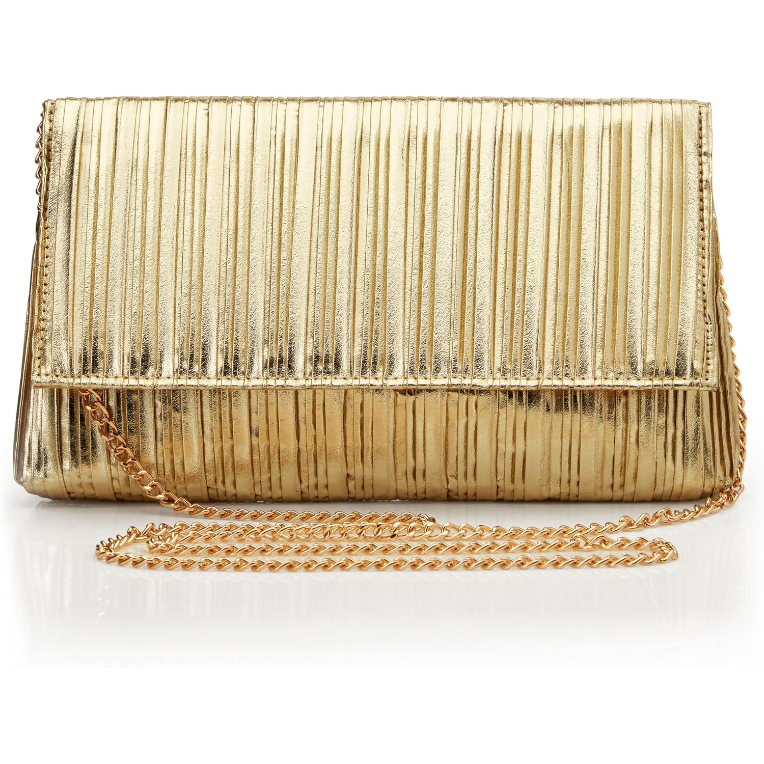 Babeyond Clutch Purses For Women - Evening Bag Gold Pleated Flap Clutch For Formal Party Cocktail Prom Wedding Handbags