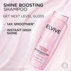 L'Oreal Paris Elvive Glycolic + Gloss Shine Boosting Shampoo And Conditioner Set, Cleanses And Smooths Dull, Porous Hair Into High-Shine, Glossy Hair, 56 Fl Oz Set