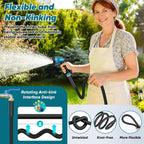 Garden Hose 100Ft Non-Expanding, Lightweight Hose With 10-Function Nozzle, Leak-Proof No-Knot, Easy To Carry, Wear-Resistant, Sturdy 3/4Ght Flexible Water Hose For Outdoor (Black With Nozzle)