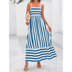 Prettygarden Women Summer Maxi Dresses 2026 Spaghetti Strap Boho Floral Striped Wedding Guest Beach Vacation Flowy Long Dress