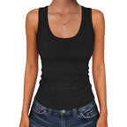 Womens Sleeveless Scoop Neck Tank Tops 2026 Summer Casual Basic Slim Fit Ribbed Knit Racerback Workout Cami Shirts