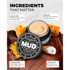 Bossman MUDstache Unscented Mustache Wax for Men (1 oz) – Strong 24-Hour Hold, Non-Tacky & Easy to Apply for Taming & Styling