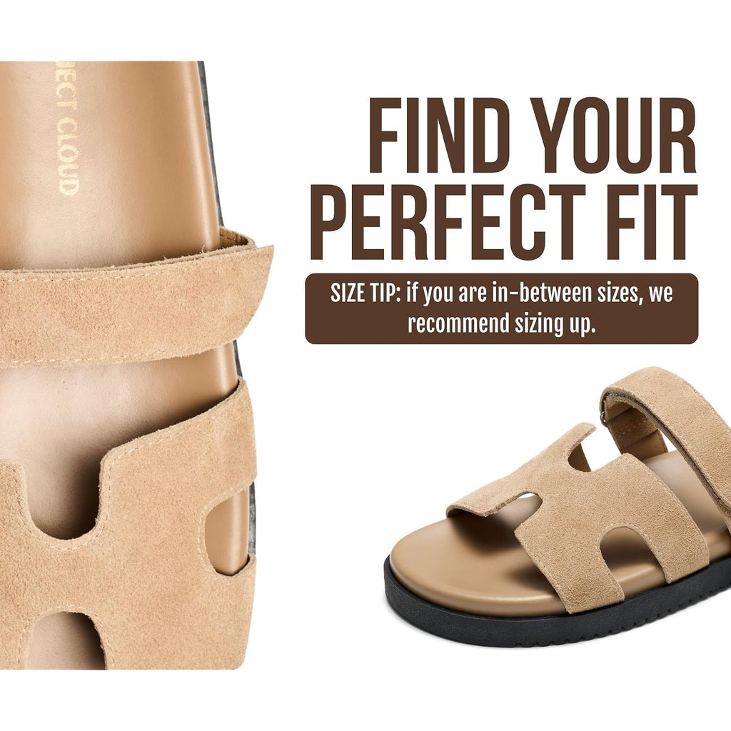 Project Cloud 100% Genuine Leather Sandals For Women Footwear - Stylish Womens Sandals With Plush & Soft Insole - Non-Slip And Water-Resistant Beach Sandals Slides For Women (Mayvy)