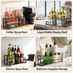 Expandable Coffee Syrup Organizer, Enlarged 6-12 Bottles Syrup Stand | Width Adjustable Syrup Rack For Coffee Bar Accessories, Small Wine Rack, Space-Saving Storage Bottle Rack For Syrup, Wine