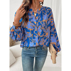 Astylish Womens 2026 Boho Floral Loose Spring Summer Tops Lantern Sleeve Flowy Blouses V Neck Button Down Shirts