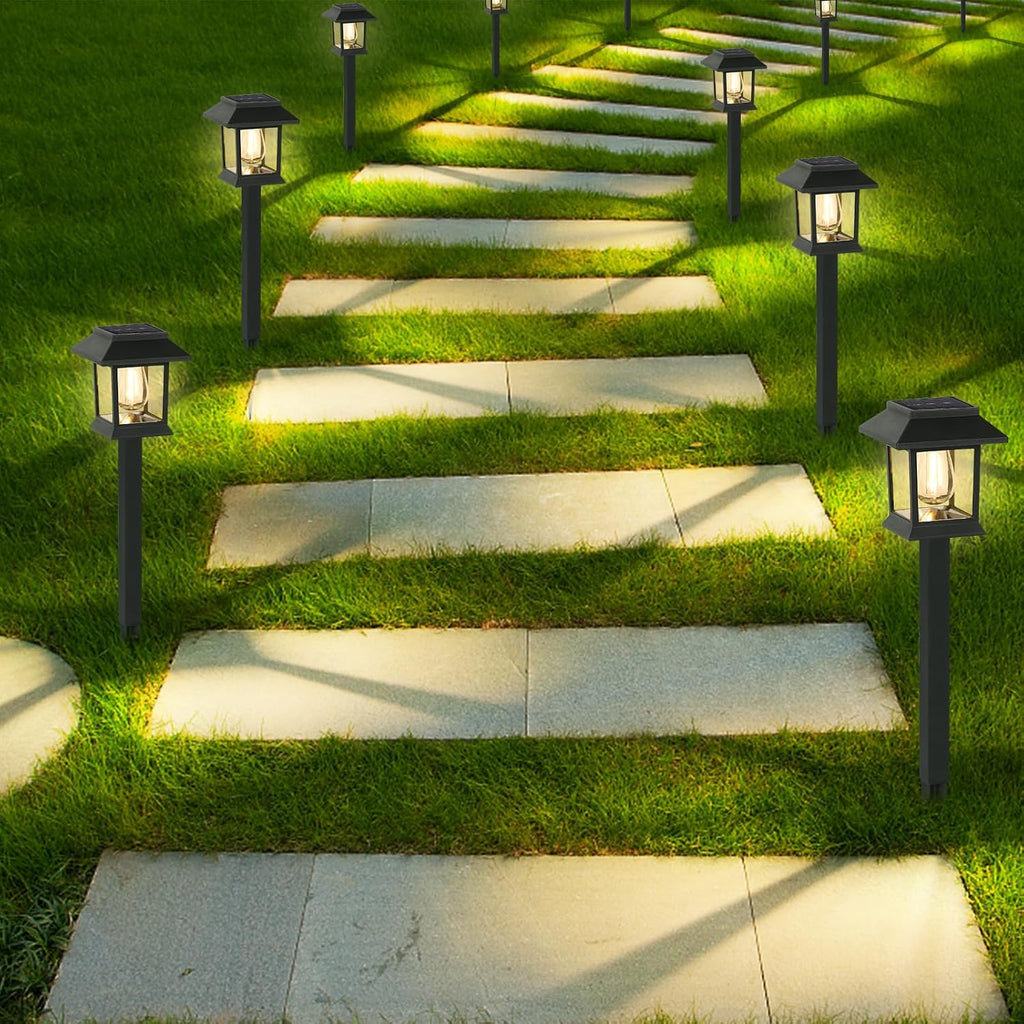 Solar Lights Outdoor,12 Pack 3000K Waterproof Auto On/Off Solar Pathway Lights For Your Garden, Landscape, Path, Yard, Patio, Driveway,Walkway Decor