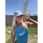 Floral Baseball Cap Cotton Dad Hat Adjustable Print Ball Cap for Women Blue