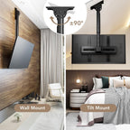 Ceiling Tv Mount Adjustable Bracket For 26-65 Inch Lcd Led Oled 4K Tvs, Pole Ceiling Mount Holds Up To 110Lbs,Hanging Tv Mount Max Vesa 400X400Mm (Ax11Tb01), Black