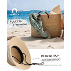 Furtalk Womens Beach Sun Straw Hat Uv Protection Travel Packable Foldable Brim Summer Uv Hat