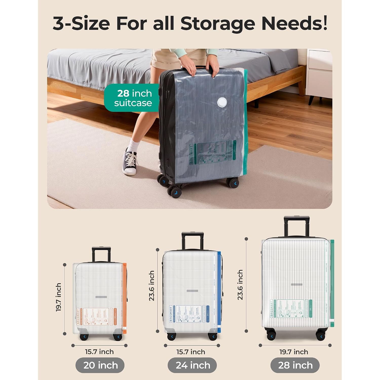 Bagsmart Travel Vacuum Bags With Rechargeable Electric Pump, 18Pc Kit | Wireless Pump, Bonus Shoe, Laundry & Toiletry Bags, Reclaim 80% Luggage Space. Ideal For Suitcase Packing, Travel & Home.