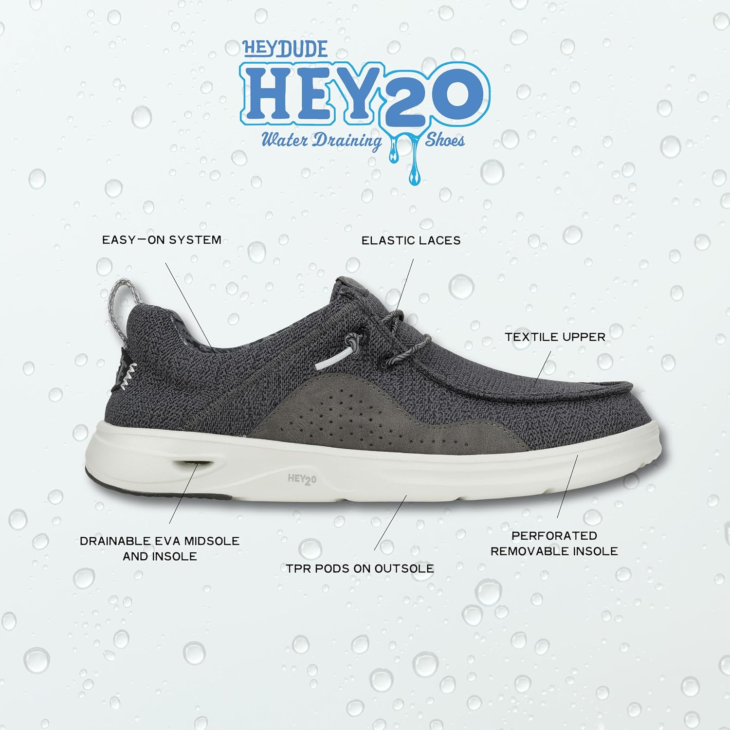 Heydude Men’S Wally Hey2O Mesh Slip On Shoes | Lightweight Comfort For Beach Days, Travel And Everyday Wear