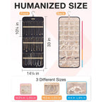 Bagsmart Hanging Jewelry Organizer Storage Roll With Hanger Metal Hooks Double-Sided Jewelry Holder For Earrings, Necklaces, Rings On Closet, Wall, Door, 1 Piece, Large, Black
