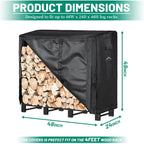 Himal 4Ft Waterproof Firewood Rack Cover, 600D Oxford Firewood Cover | Outdoor Storage Wood Rack Cover With Buckle (Log Rack Not Included)