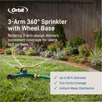 Orbit 58257N Lawn And Garden 3-Arm Metal Sprinkler With Wheel Base
