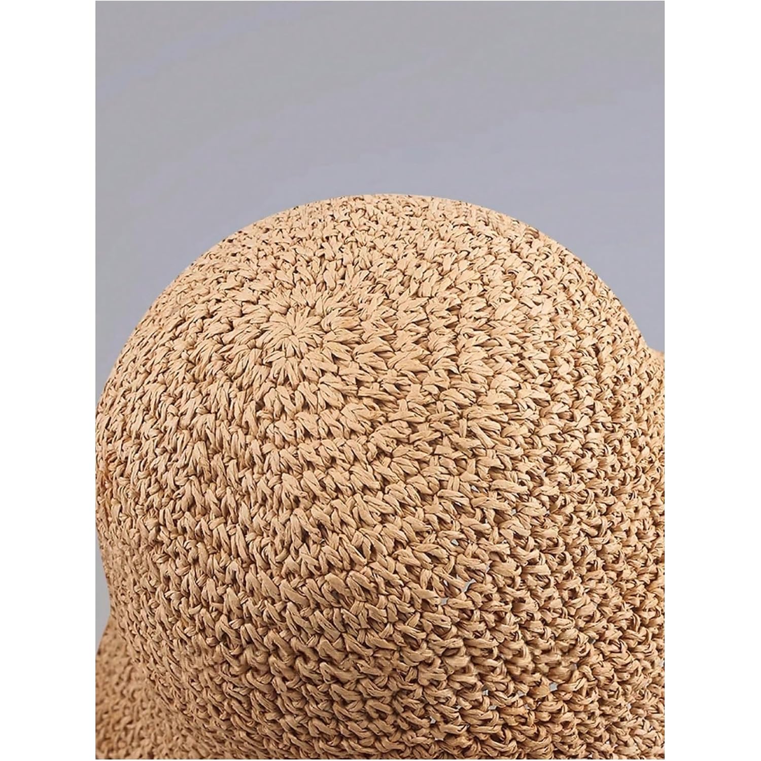MakeMeChic Women's Straw Foldable Hat Floppy Sun Protection Foldable Summer Cap Khaki