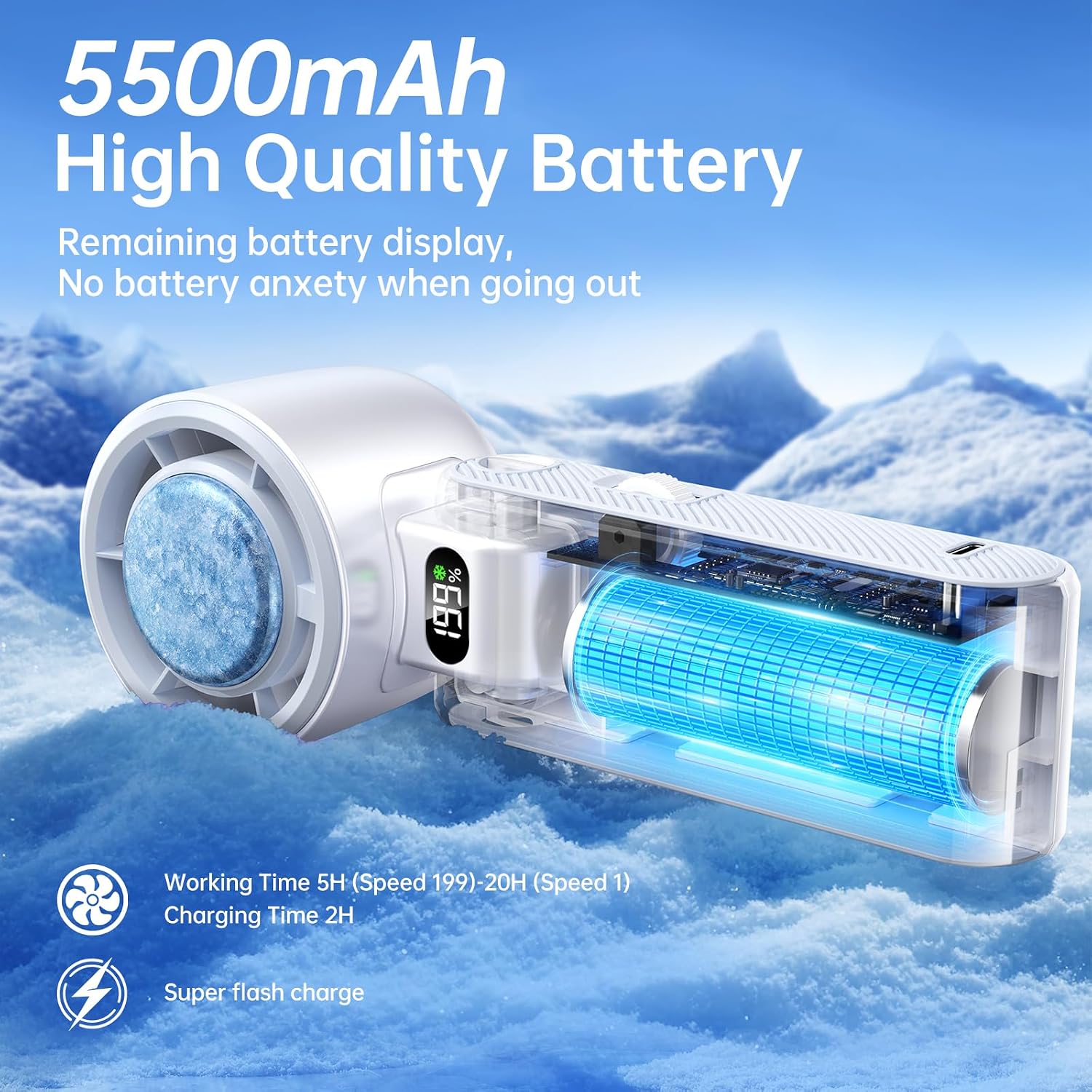 Handheld Portable Fan With Turbo Cooling 5500Mah 199 Speeds | 20000 Rpm Hand Held Fan Rechargeable Powerful Mini Personal Fan For Travel, Outdoor, Beach & Makeup