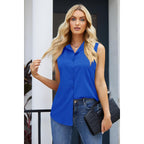 Zeagoo Women'S Sleeveless Button Down Shirts Blouses Casual Loose V Neck Tank Tops For Work S-Xxl