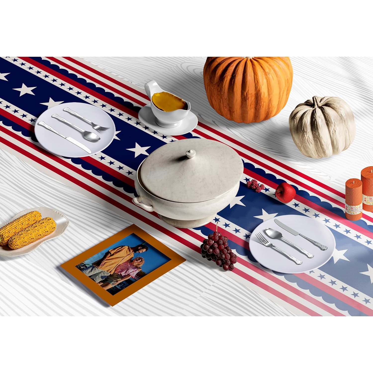 OHOME 4th of July Decorations - Patriotic USA Stars Table Runner for Home | Memorial Day Decorations - Fourth of July Accessories Decor Party Supplies Indoor Outdoor - 250 Anniversary USA Merchandise