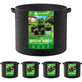 Land Guard 4-Pack Fabric Grow Bags 10 Gallon, Thickened Nonwoven Garden Pots, Growing Bags With Handles, Black