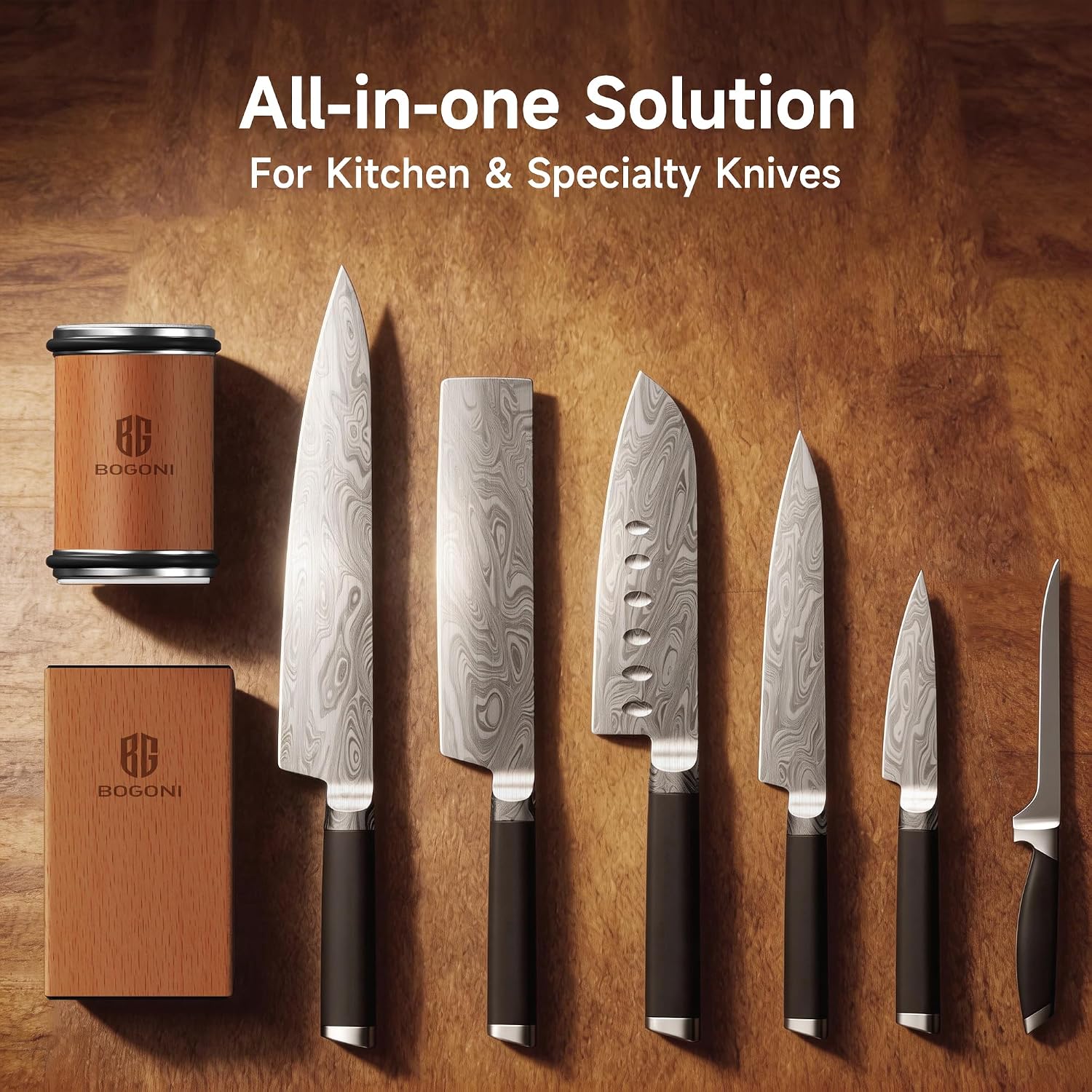 Rolling Knife Sharpener, Diamond & Ceramic Disc, 15° & 20° Magnetic Angle, Fast & Safe For Any Hardness, Sharpening Kit For Kitchen & Pocket Knives, Razor-Sharp Edge, Leather Strop, Classic Kit
