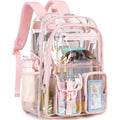Abshoo Large Clear Backpack For Girls Women School Bookbag Heavy Duty Transparent Backpack (Pink)