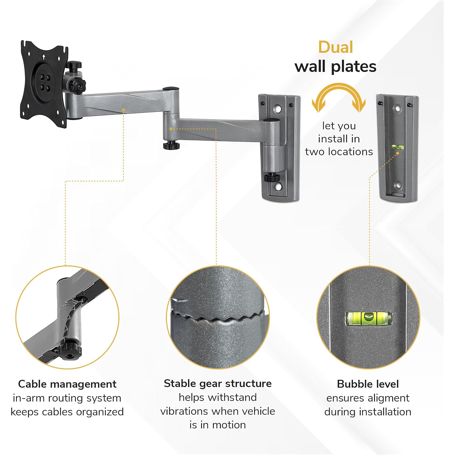 Mount-It! Lockable Rv Tv Mount For Camper, Trailer, Motorhome, Truck & Boat, Full Motion, Quick Release, Rust-Resistant Aluminum, Dual Wall Plates For Indoor & Outdoor, 19-43 Tvs, 33 Lbs, Vesa 200X200