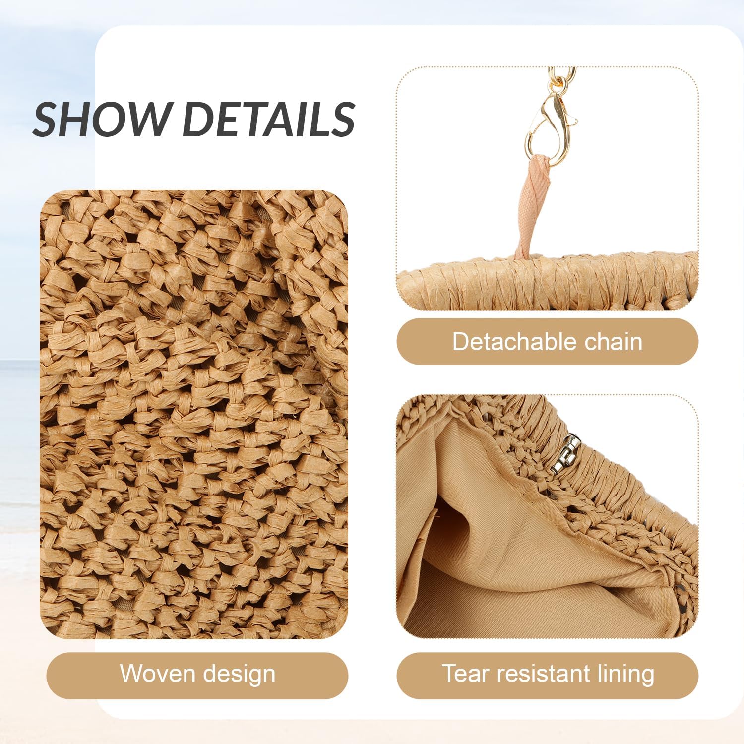 Freie Liebe Straw Clutch Purses for Women Woven Dumpling Bag Summer Beach Clutch Wicker Crossbody Purses