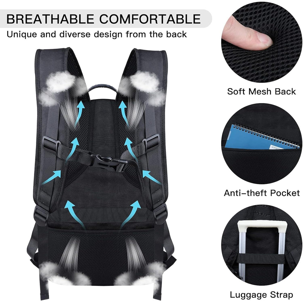 Anterk Extra Large Travel Laptop Backpack 17.3 In Carry On Backpack For Men | Travel Backpack Anti Theft Water Resistant College Bussiness Tsa Airline Approved Work Computer Backpack, Black